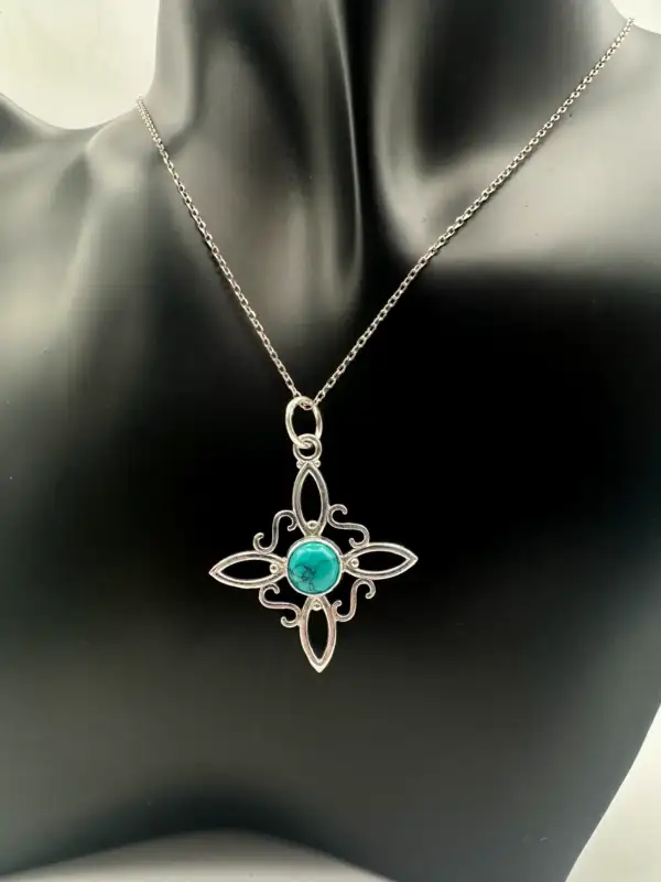 Colgante Nudo De Bruja Con Turquesa Plata De Ley - Imagen 2