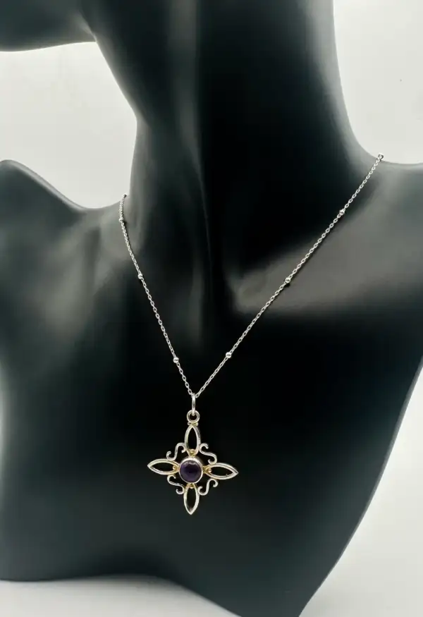 Colgante Nudo De Bruja Con Amatista Plata De Ley