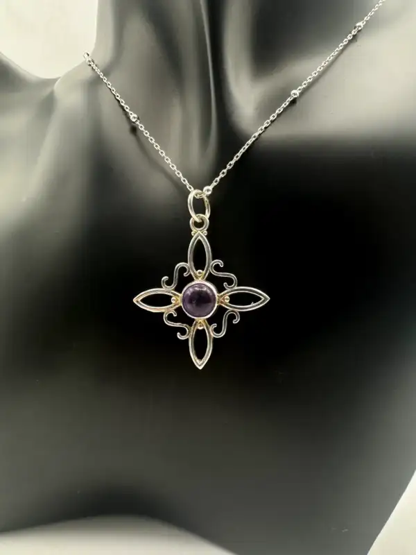 Colgante Nudo De Bruja Con Amatista Plata De Ley - Imagen 2
