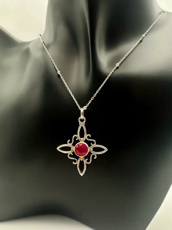 Colgante Nudo De Bruja Con Jaspe Rojo Plata De Ley - Imagen 2