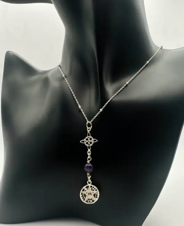 Colgante Nudo De Bruja Tetragramaton Y Amatista Plata De Ley
