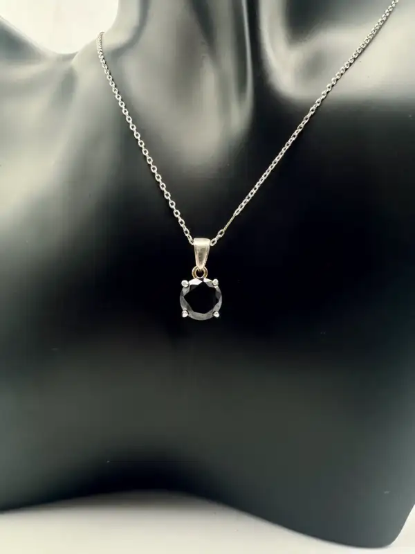Colgante Onix Facetado Plata De Ley - Imagen 2