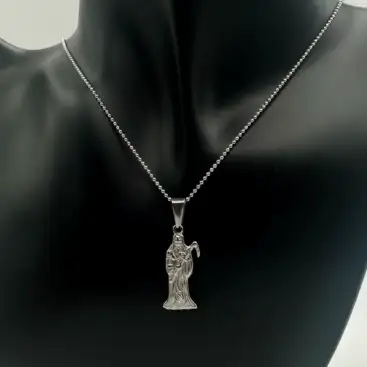 Colgante De La Santa Muerte Acero Plateado