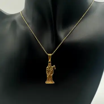 Colgante De La Santa Muerte Acero Dorado