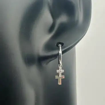 Pendientes 3 Cruces Acero Plateado