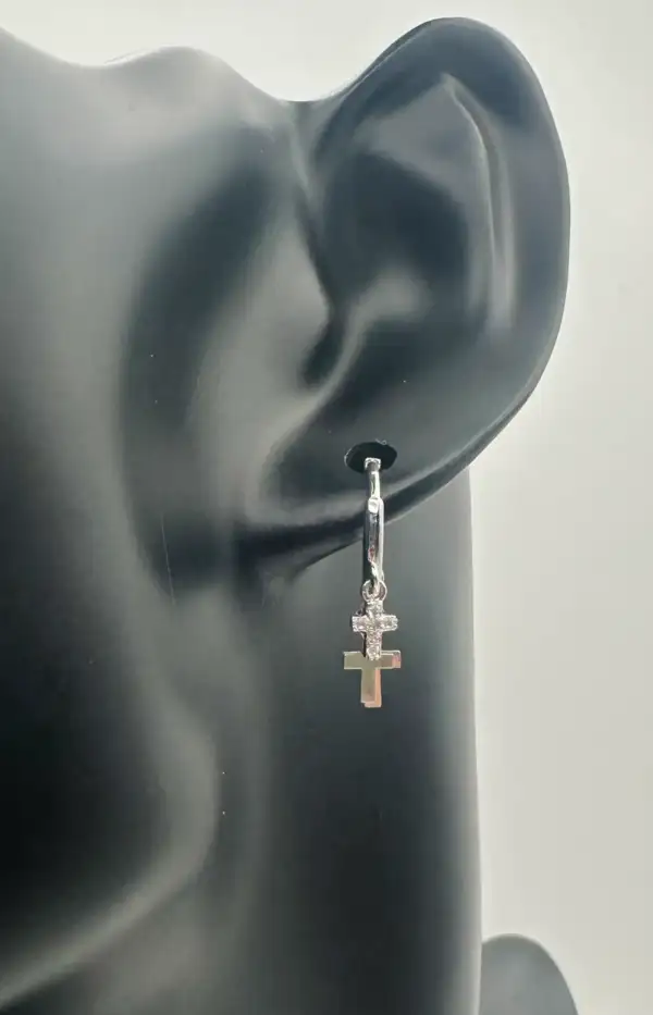 Pendientes 3 Cruces Acero Plateado