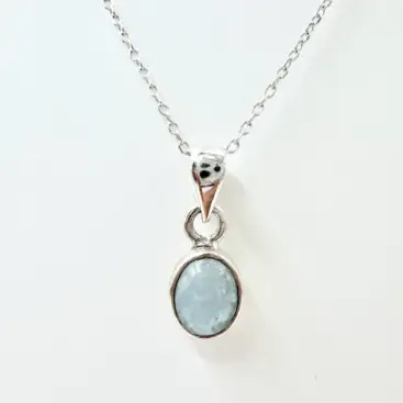Colgante Gota Aguamarina Plata De Ley