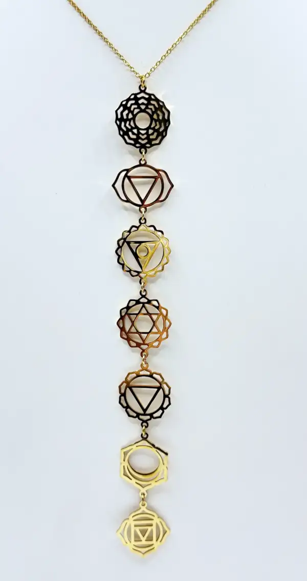 Colgante 7 Chakras Acero Dorado