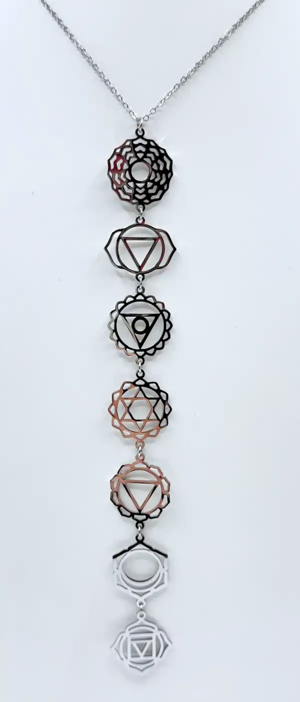 Colgante 7 Chakras Acero Plateado