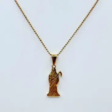 Colgante De La Santa Muerte Acero Dorado