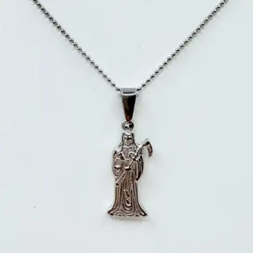Colgante De La Santa Muerte Acero Plateado