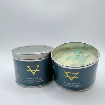 Vela Aromatica De Sandalo Con Amazonita