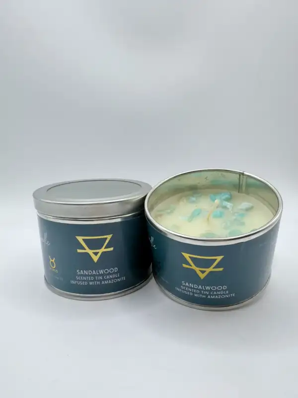 Vela Aromatica De Sandalo Con Amazonita