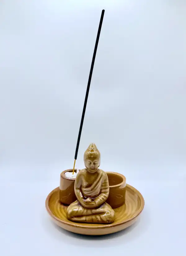 Porta Inciensos Y Vela Buda Ceramica