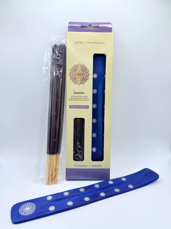 Pack Inciensos De Lavanda Con Porta Incienso De Madera