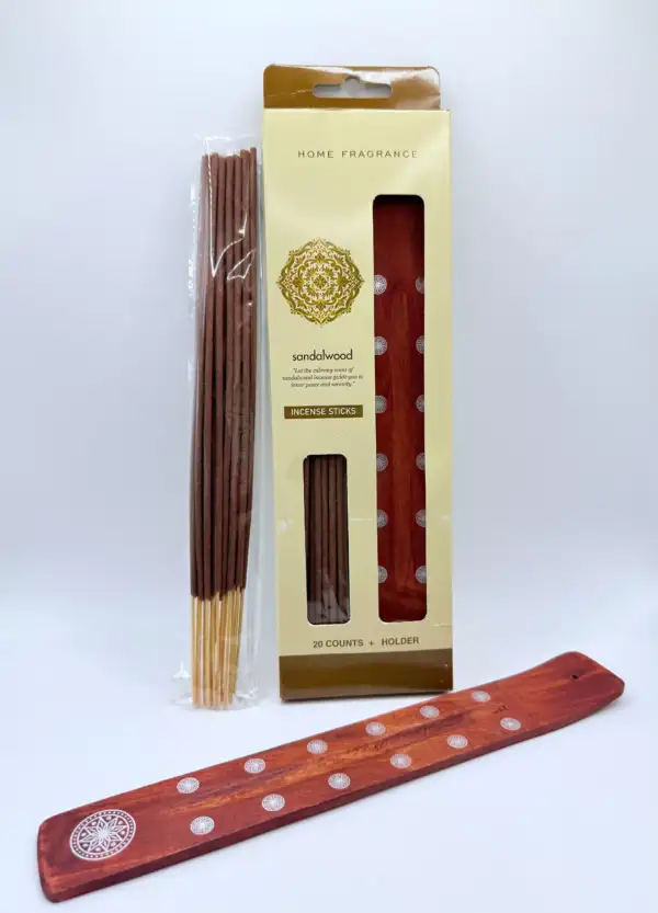 Pack Inciensos De Sandalo Con Porta Incienso De Madera