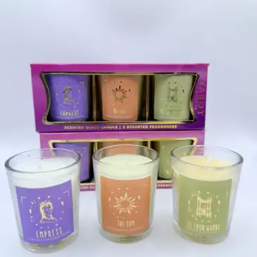 Pack 3 Velas Tarot Empress - The sun - The four wands