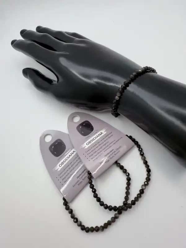 Pulsera Obsidiana Facetada 4 mm