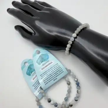 Pulsera Aguamarina Facetada 6mm