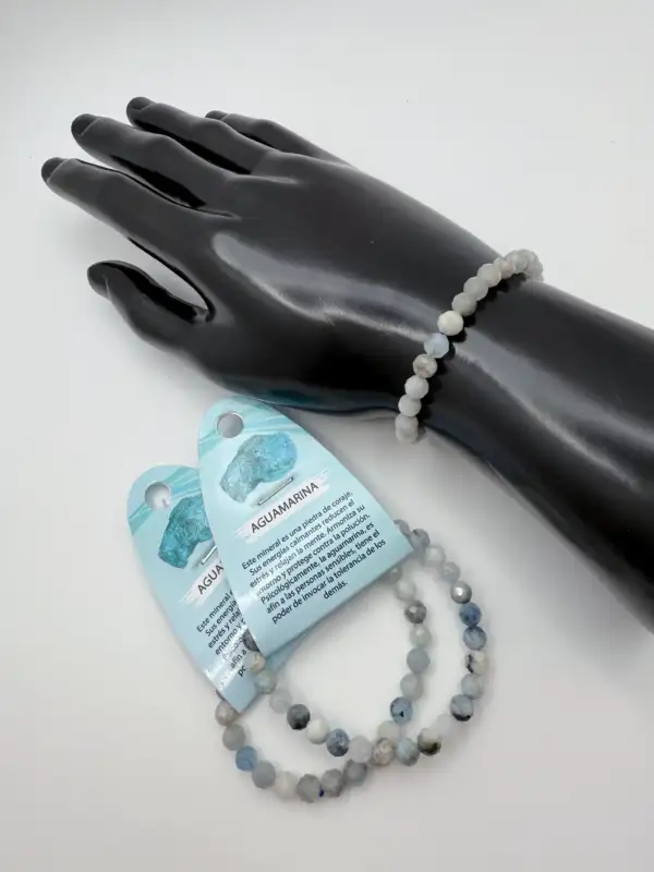 Pulsera Aguamarina Facetada 6mm