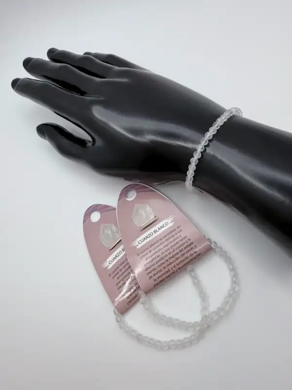 Pulsera Cuarzo Blanco 4mm Facetada