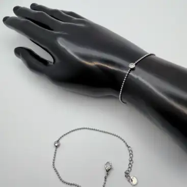 Pulsera Cuarzo Cristal Facetado Acero Plateado