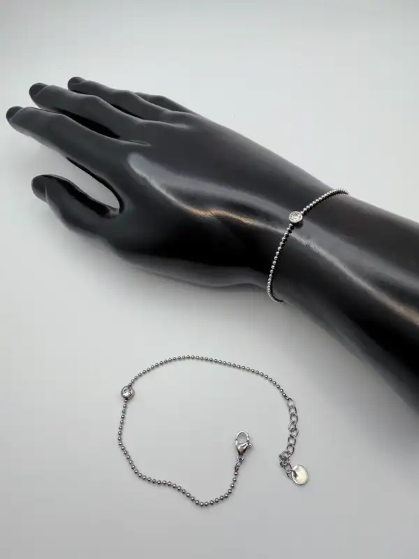 Pulsera Cuarzo Cristal Facetado Acero Plateado