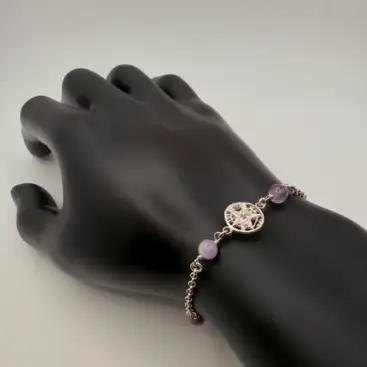 Pulsera Tetragramaton Con Amatista Plata De Ley