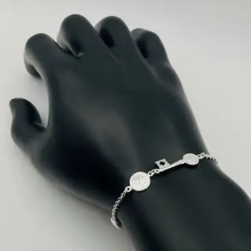 Pulsera San Judas Tadeo, Llave De San Benito Y Ojo Turco Plata De Ley