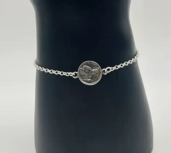 Pulsera Medalla San Judas Tadeo Plata De Ley - Imagen 2