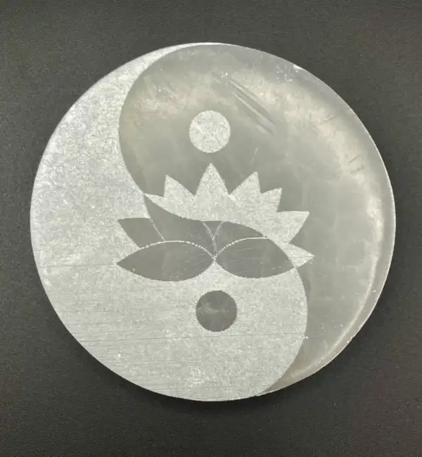 Placa de Selenita YinYan y Loto