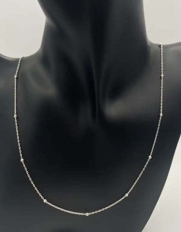Cadena De Bolas Plata De Ley La Calva Mistica