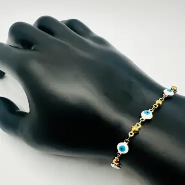 Pulsera Ojos Turcos Blanco Acero