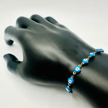 Pulsera Ojos Turcos Celeste Acero