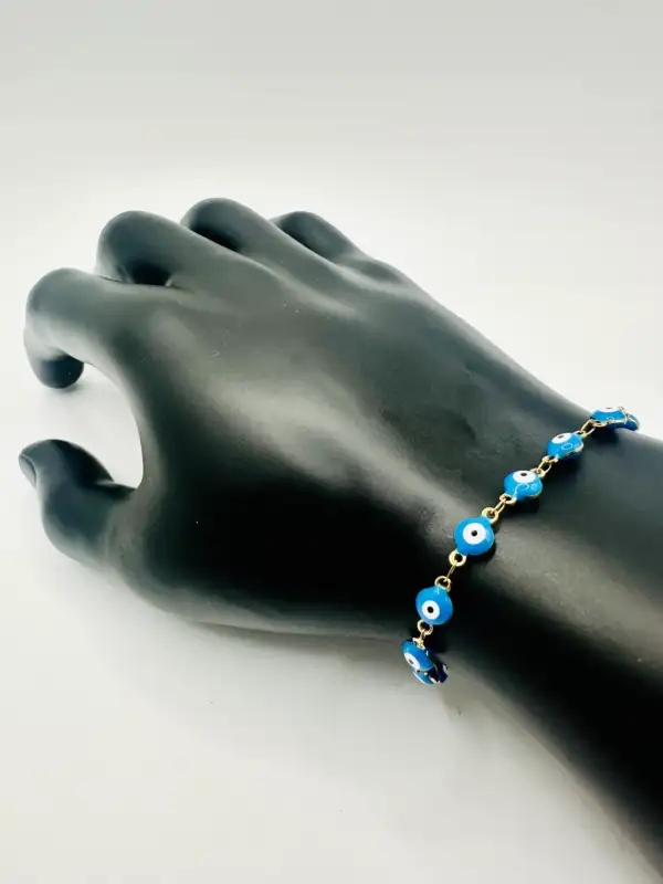 Pulsera Ojos Turcos Celeste Acero