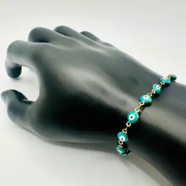 Pulsera Ojos Turcos Verde Acero
