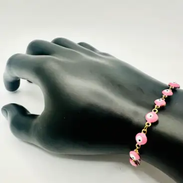 Pulsera Ojos Turcos Rosa Acero