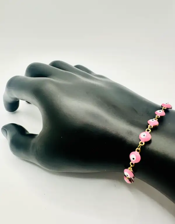 Pulsera Ojos Turcos Rosa Acero