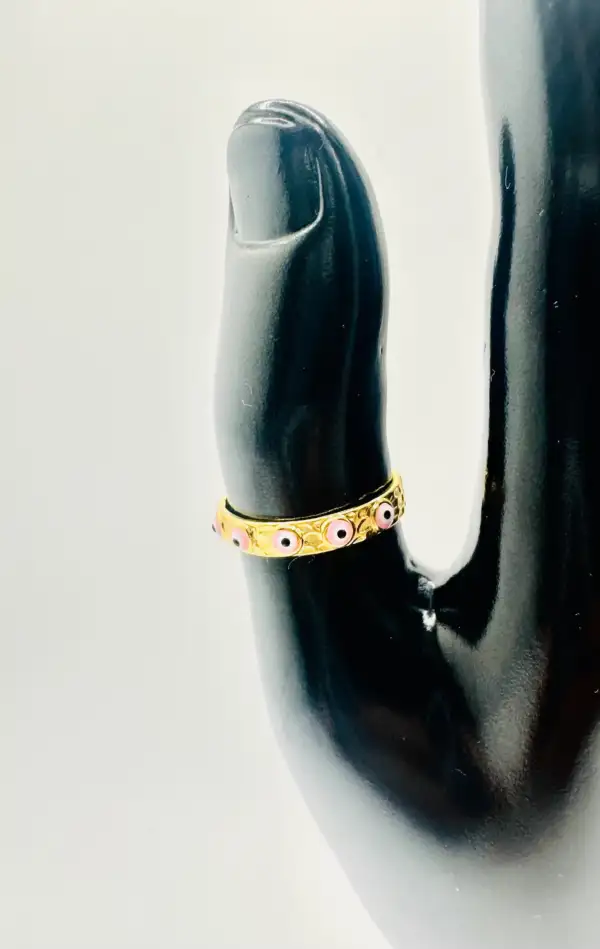 Anillo Ojos Turcos Rosa Acero