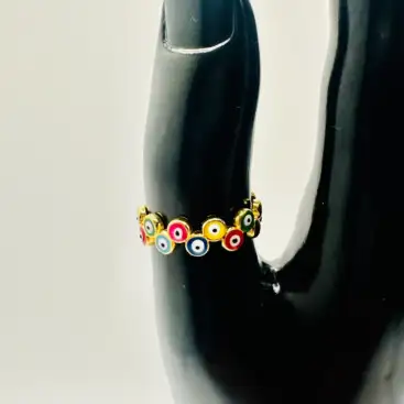 Anillo Ojos Turcos Doble Colores Acero