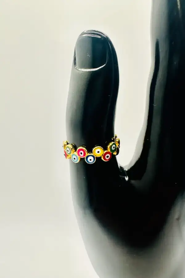 Anillo Ojos Turcos Doble Colores Acero