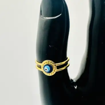 Anillo Ojo Turco Central Azul Acero