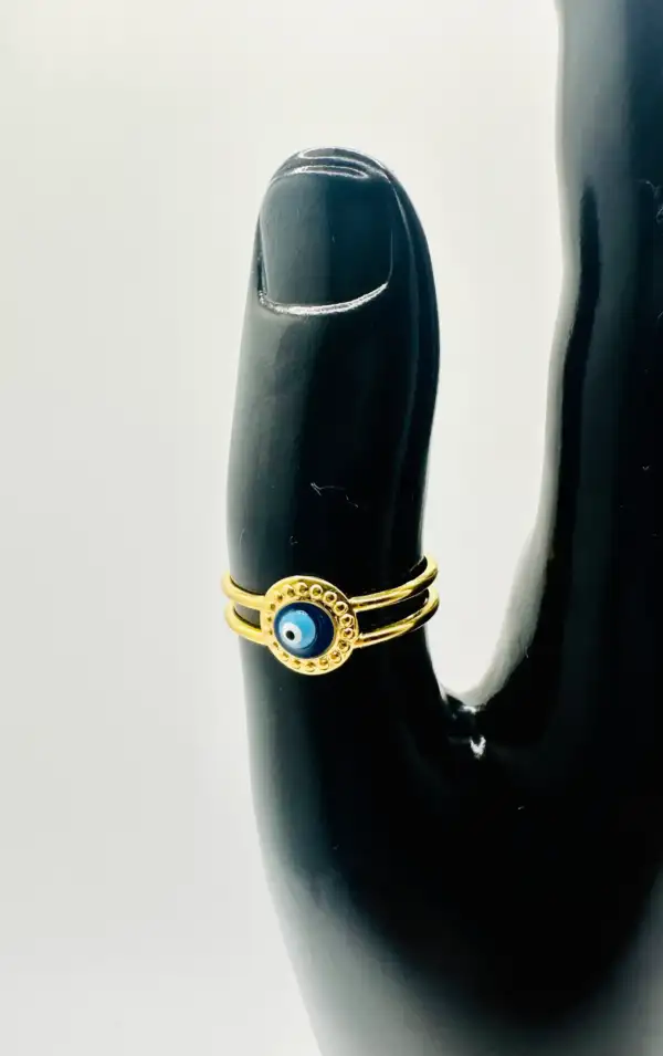 Anillo Ojo Turco Central Azul Acero