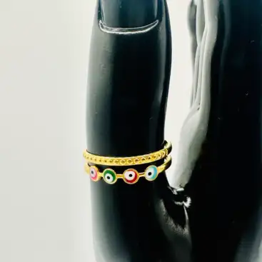 Anillo Ojos Turcos Cuatro Colores Acero