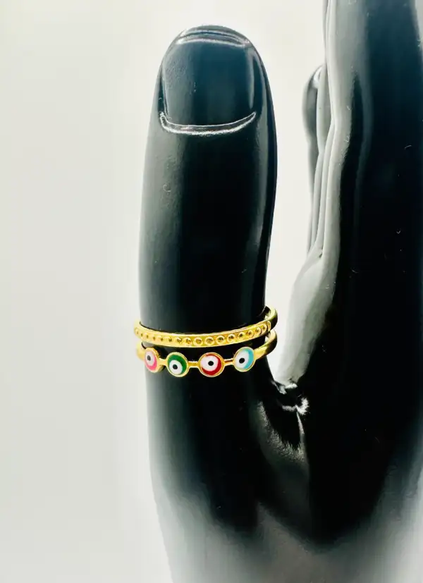Anillo Ojos Turcos Cuatro Colores Acero