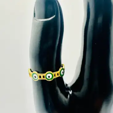 Anillo Ojos Turcos Verde Acero