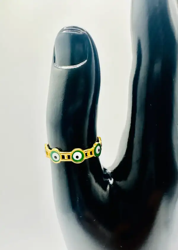 Anillo Ojos Turcos Verde Acero
