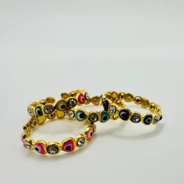 Anillo Ojo Turco Mini Colores Con Brillo