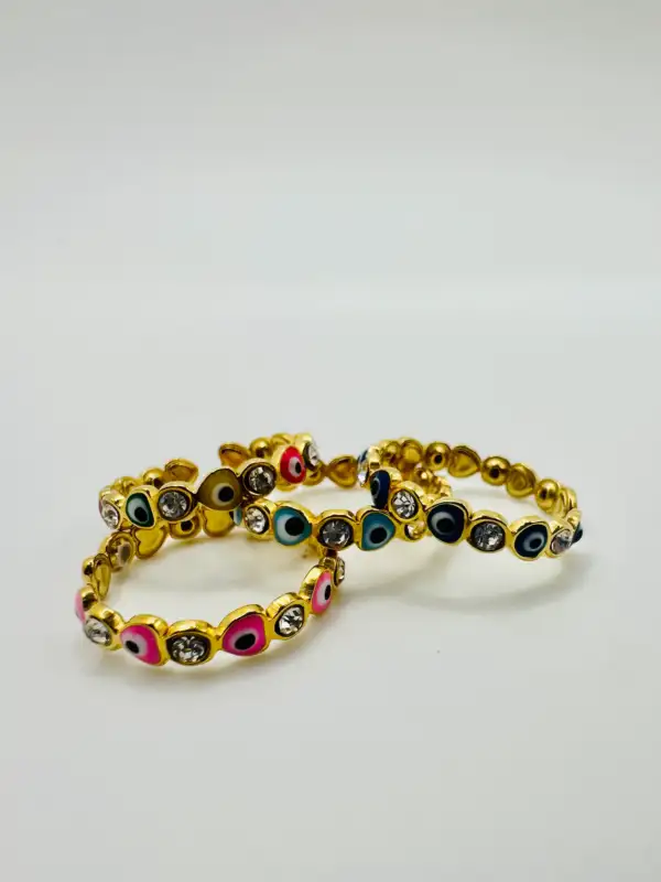 Anillo Ojo Turco Mini Colores Con Brillo