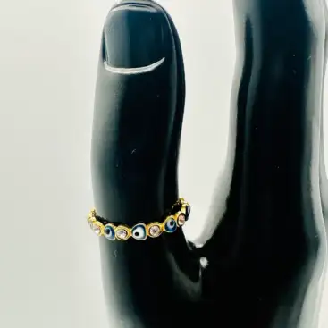 Anillo Ojo Turco Azul con Brillo